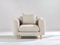 Fauteuil - Tissu texturé - 90x84x84 cm - Écru-Beige - Style contemporain arrondi