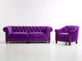 Ensemble de canapés - Velours - 187x90x79 cm - Violet - Style Chesterfield capitonné