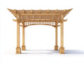 Tonnelle de jardin - Bois - 350x300x285 cm - Bois naturel - Style asiatique à toit ajouré