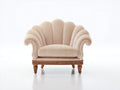 Fauteuil - Velours - 93x86x99 cm - Beige rosé - Style classique coquille sculpté