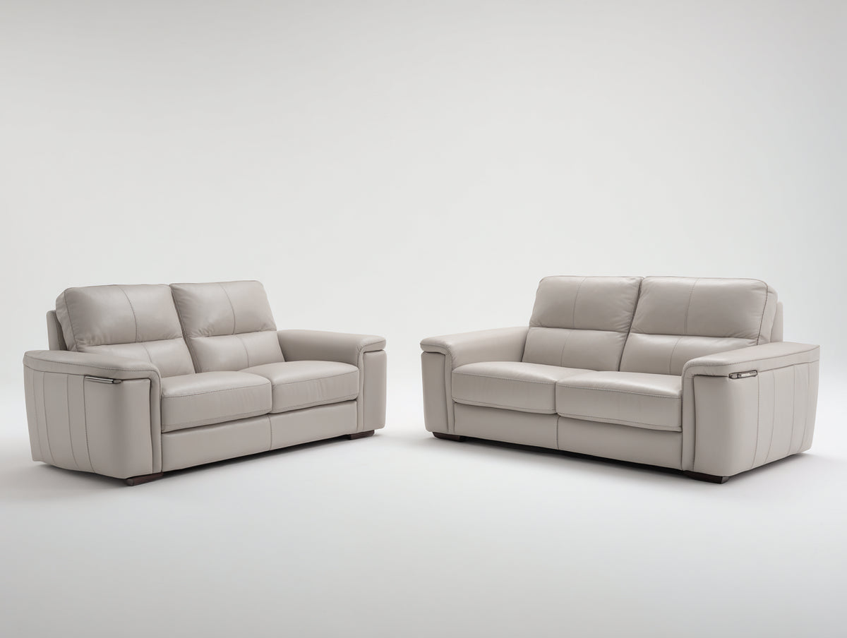 Ensemble de canapés - Similicuir - 185x96x100 cm - Gris perle - Style contemporain
