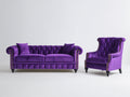 Ensemble de canapés - Velours - 187x91x80 cm - Violet - Style Chesterfield capitonné