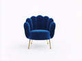 Fauteuil - Velours - 87x80x91 cm - Bleu royal - Style Art déco coquille