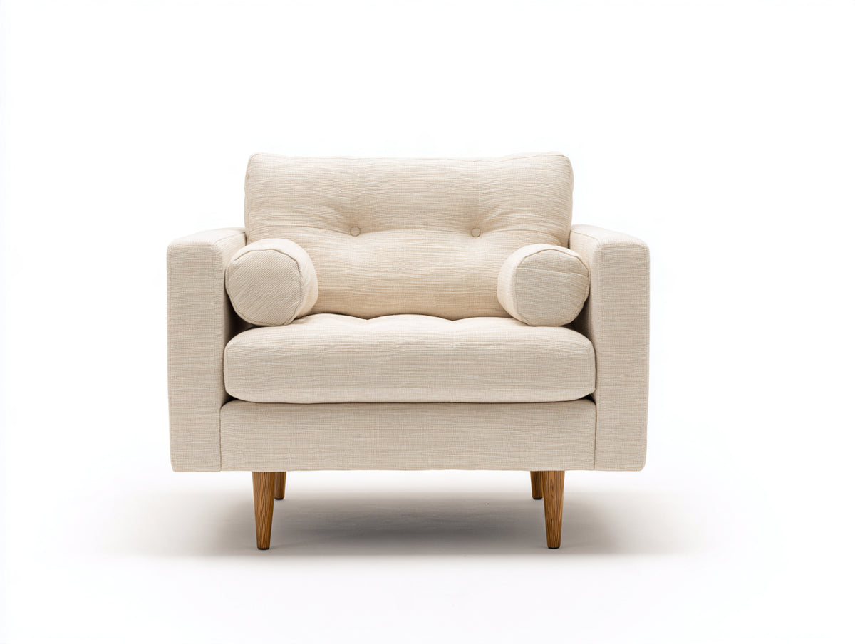 Fauteuil - Tissu texturé - 92x85x83 cm - Beige clair - Style contemporain structuré