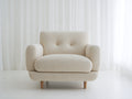 Fauteuil - Tissu texturé - 91x84x86 cm - Crème - Style contemporain arrondi