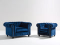 Ensemble de canapés - Velours - 112x92x80 cm - Bleu marine - Style Chesterfield capitonné