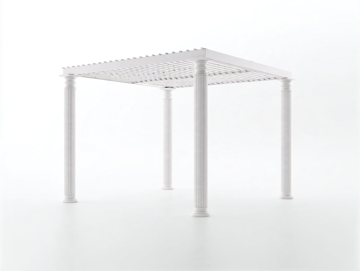 Tonnelle de jardin - PVC - 320x300x265 cm - Blanc - Style classique à toit ajouré