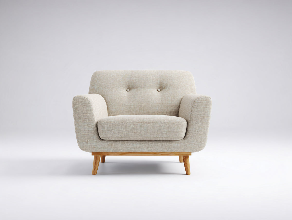 Fauteuil - Tissu - 88x81x83 cm - Beige clair - Style scandinave contemporain
