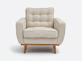 Fauteuil - Tissu - 90x82x89 cm - Beige - Style rétro contemporain capitonné