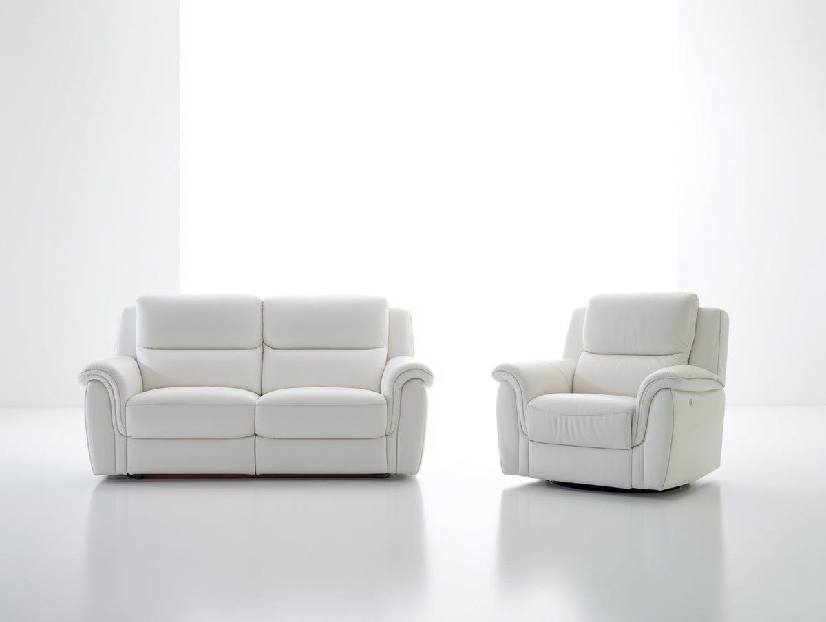 Ensemble de canapés - Similicuir - 184x95x101 cm - Blanc - Style contemporain relax réglable