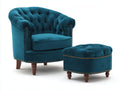 Fauteuil - Velours - 94x88x92 cm - Bleu pétrole - Style classique capitonné