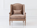 Fauteuil - Velours-Bois - 86x79x112 cm - Taupe-Bois patiné - Style classique sculpté
