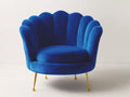 Fauteuil - Velours - 89x83x93 cm - Bleu royal - Style Art déco coquille