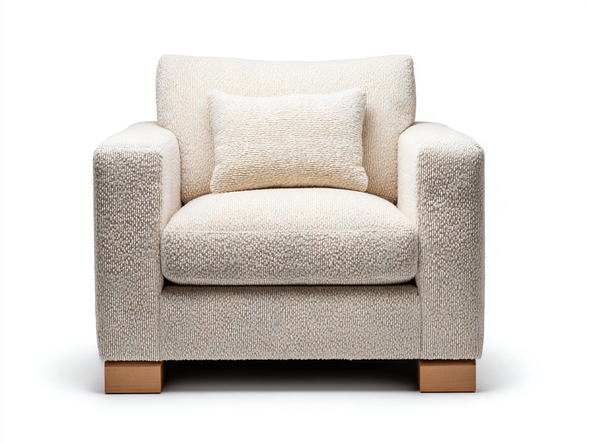 Fauteuil - Tissu texturé - 92x86x84 cm - Écru-Beige clair - Style contemporain structuré