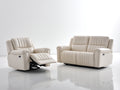 Ensemble de canapés - Similicuir - 186x97x102 cm - Ivoire - Style contemporain relax électrique